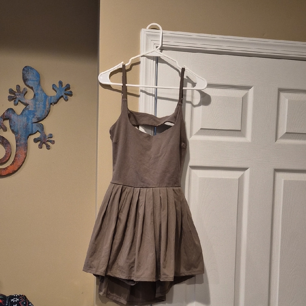 FP Movement by Free People Taupe Sleeveless Pleated Mini Dress
